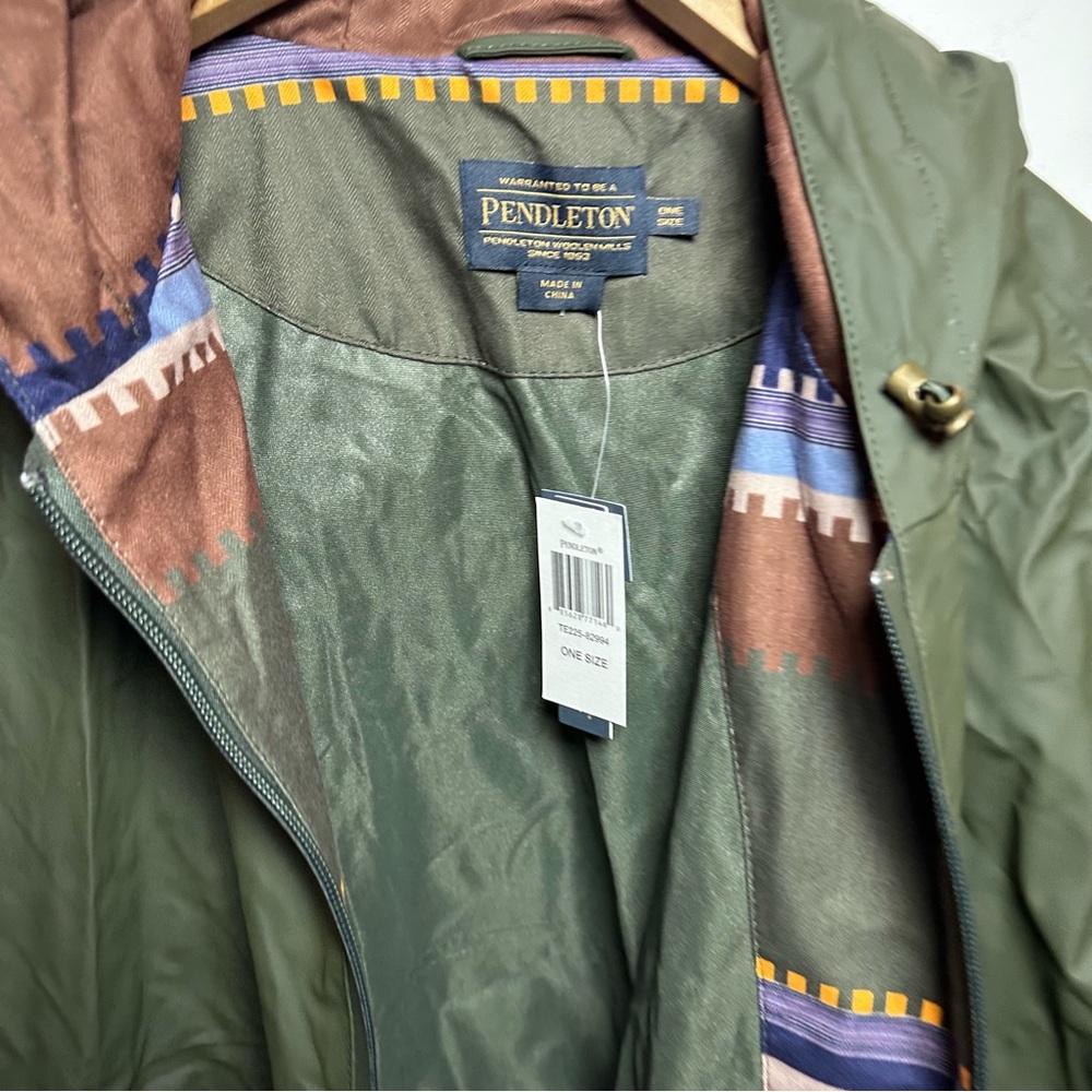 Pendleton Green Hooded Jacket With Patterned Lini… - image 6